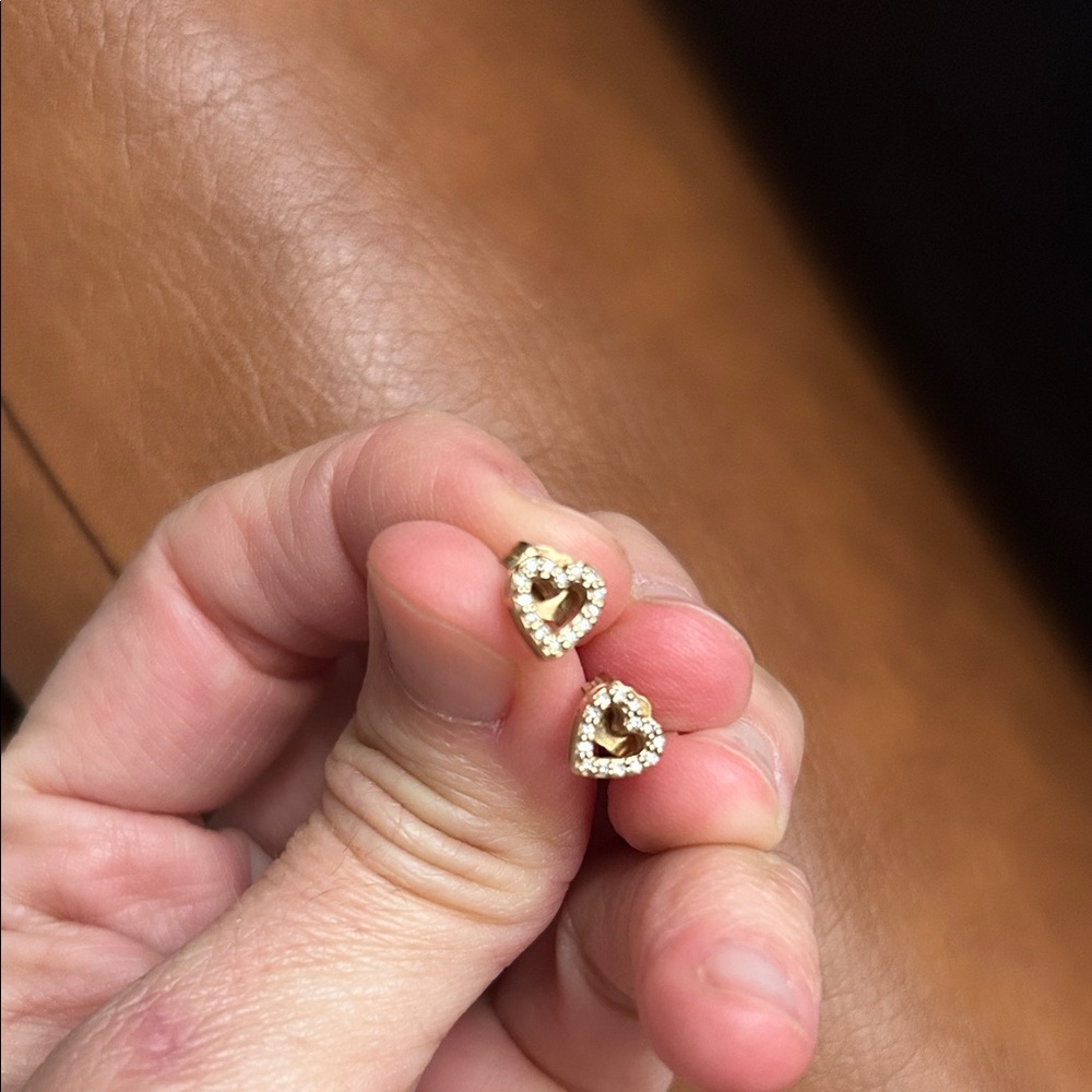 Belk & Co. 1/10 ct. t.w. Diamond Heart Earrings in 10K Yellow Gold